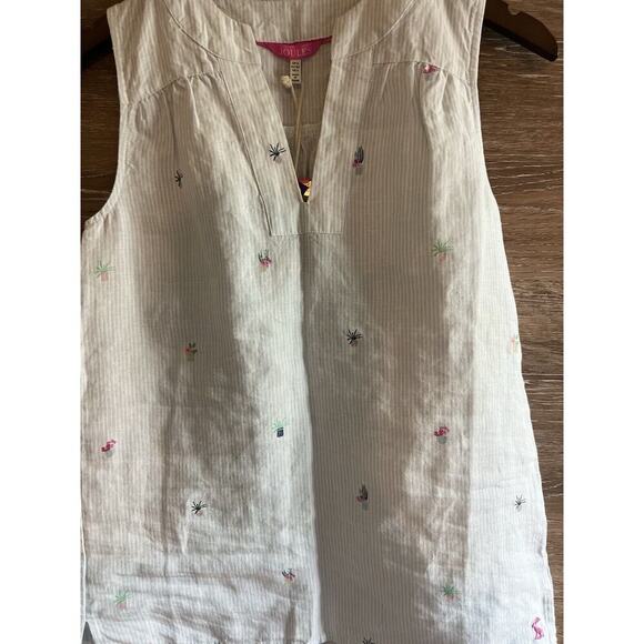 Joules Juliette Top 100% Linen Size 2 Small Top Sleeveless V Neck UK - Picture 4 of 7
